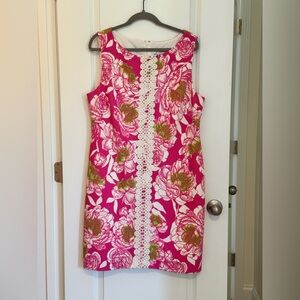 Colorful Pink with Green Details Floral Dress Woman’s Size 16